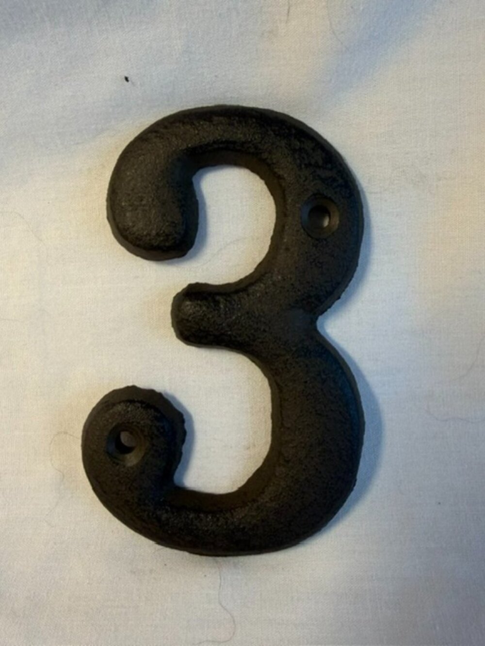 Number "3" (Three) House Address Number Solid Cast Iron 3 5/8" tall 13021-3